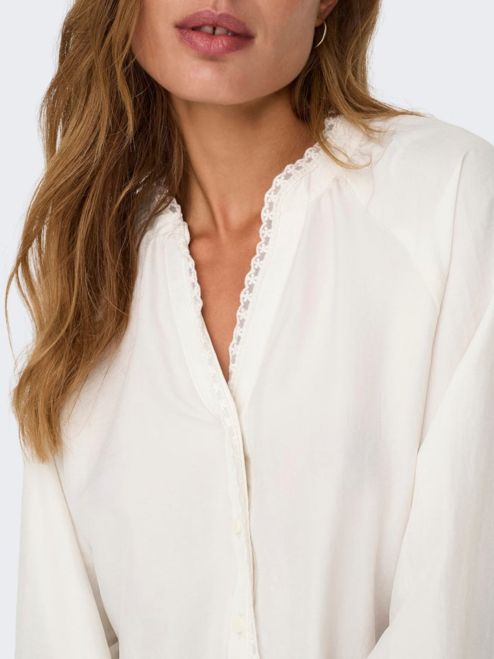 Jdyloli L/s Lace Shirt Wvn Dia - Off-white