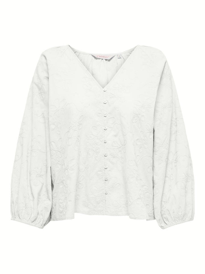Onlzion 3/4 V-neck Emb Top Wvn - Off-white
