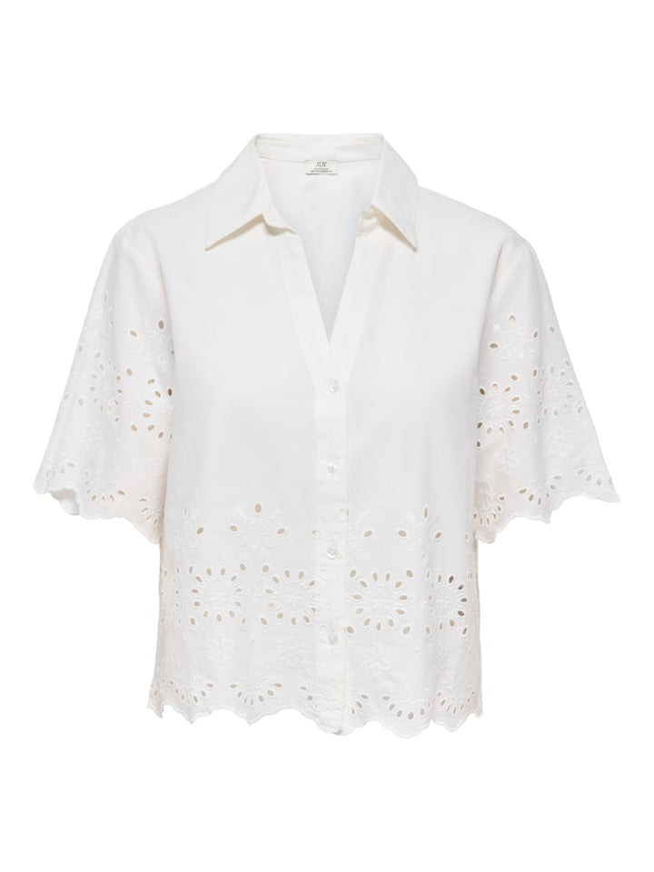 Jdymarina 2/4 Embroidery Shirt Wvn - Off-white