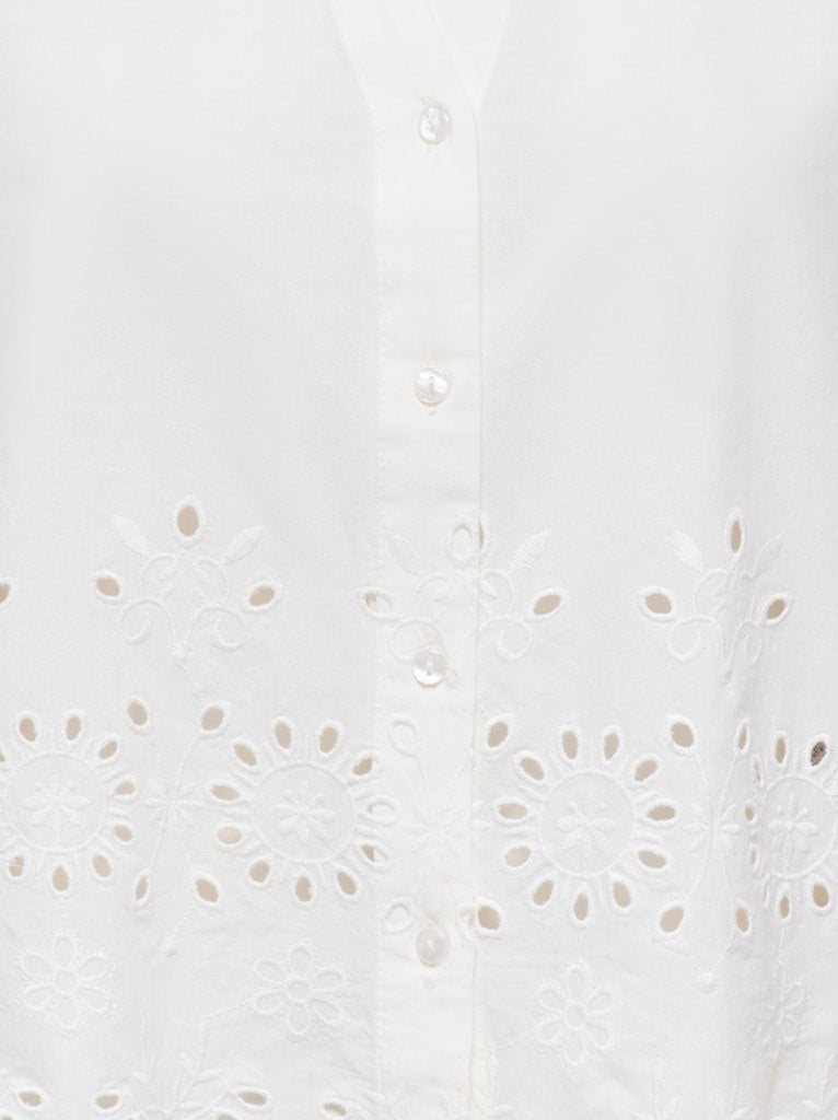 Jdymarina 2/4 Embroidery Shirt Wvn - Off-white