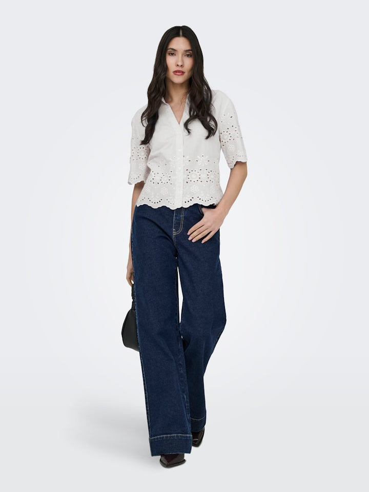 Jdymarina 2/4 Embroidery Shirt Wvn - Off-white