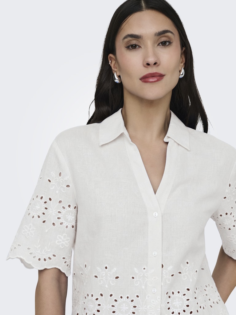 Jdymarina 2/4 Embroidery Shirt Wvn - Off-white