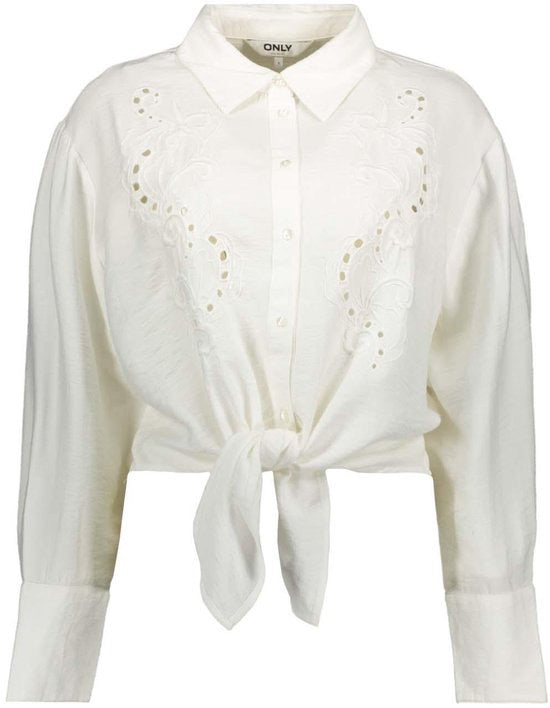 Onlbirona Lino L/s Tie Shirt Wvn Sud - Off-white