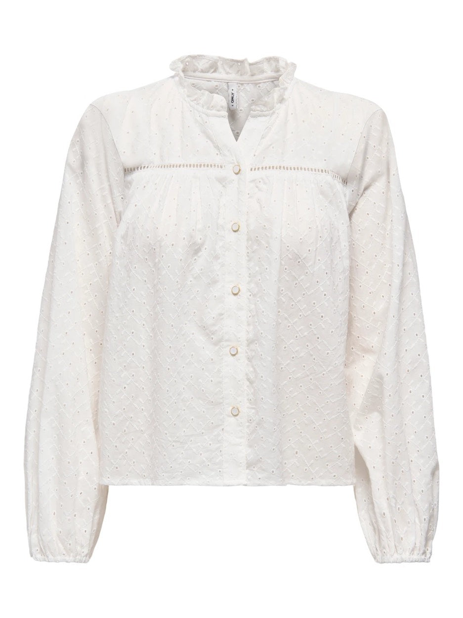 Onlnoelys L/s Embroided Shirt Wvn Cs - Off-white