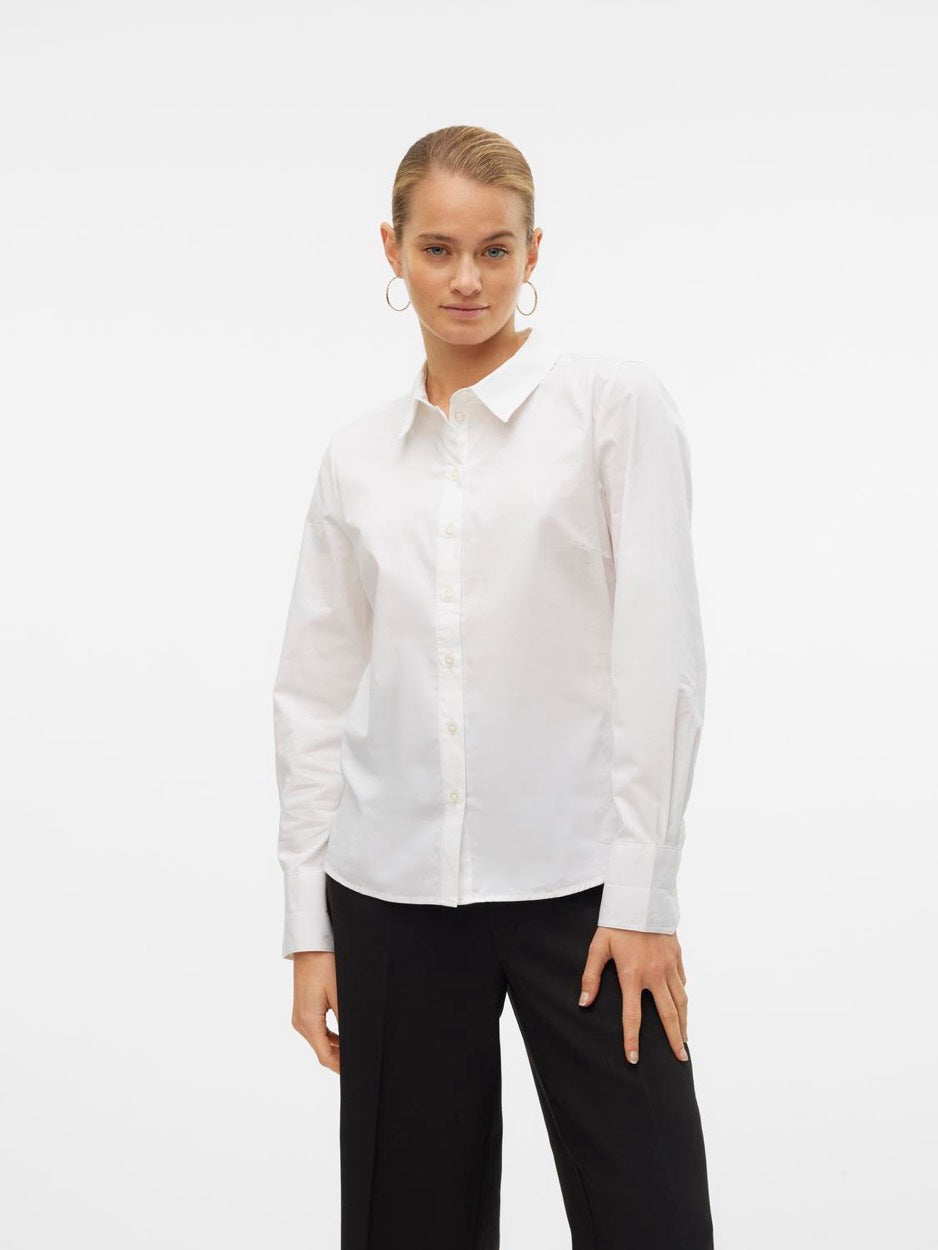 Vmanna Ls Fitted Shirt Wvn Ga Noos - Off-white