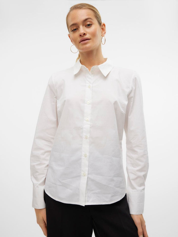 Vmanna Ls Fitted Shirt Wvn Ga Noos - Off-white