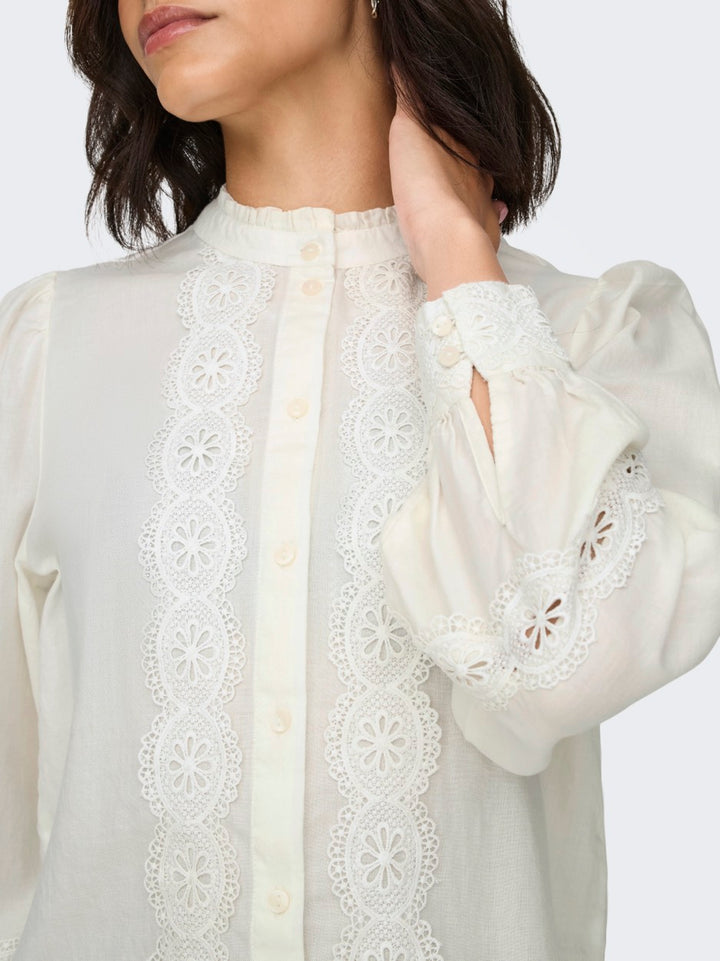 Jdyflo L/s Lace Shirt Wvn - Off-white