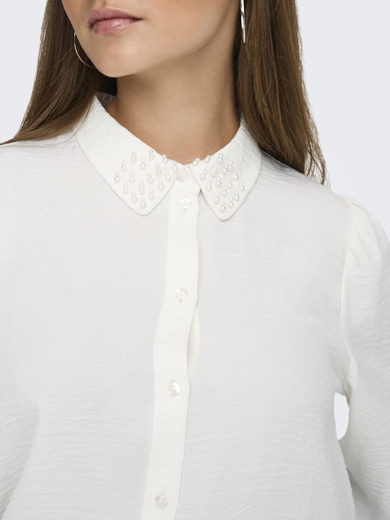 Jdyrachel Life L/s Beaded Shirt Wvn - Ecru