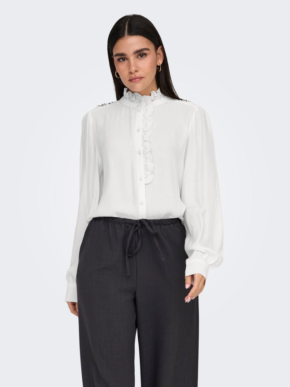 Jdyamy Ls Frill Shirt - Ecru