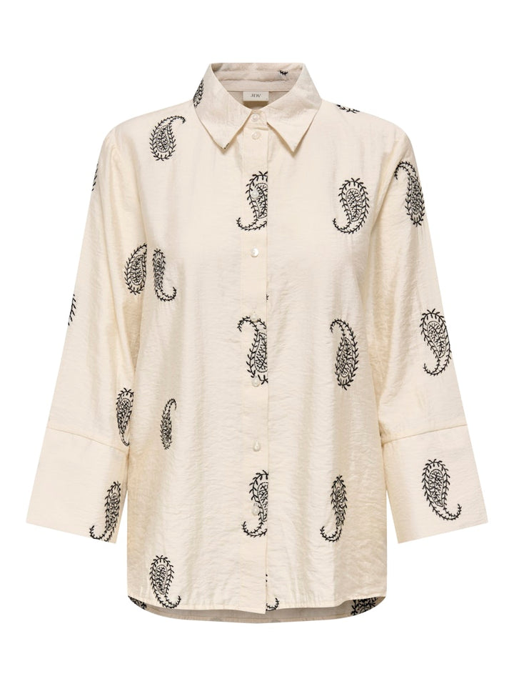 Jdythea 7/8 Embroidery Shirt Wvn - Ecru Dessin