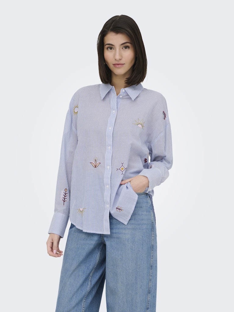 Jdypaige L/s Loose  Emb. Shirt Wvn - Wit Dessin