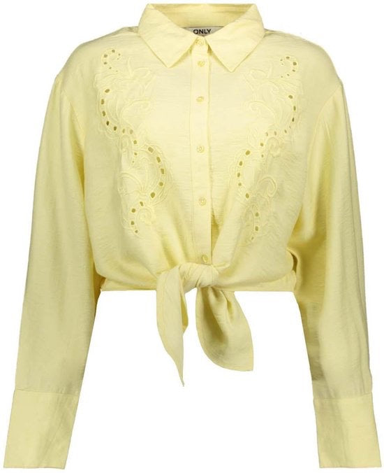 Onlbirona Lino L/s Tie Shirt Wvn Sud - Geel