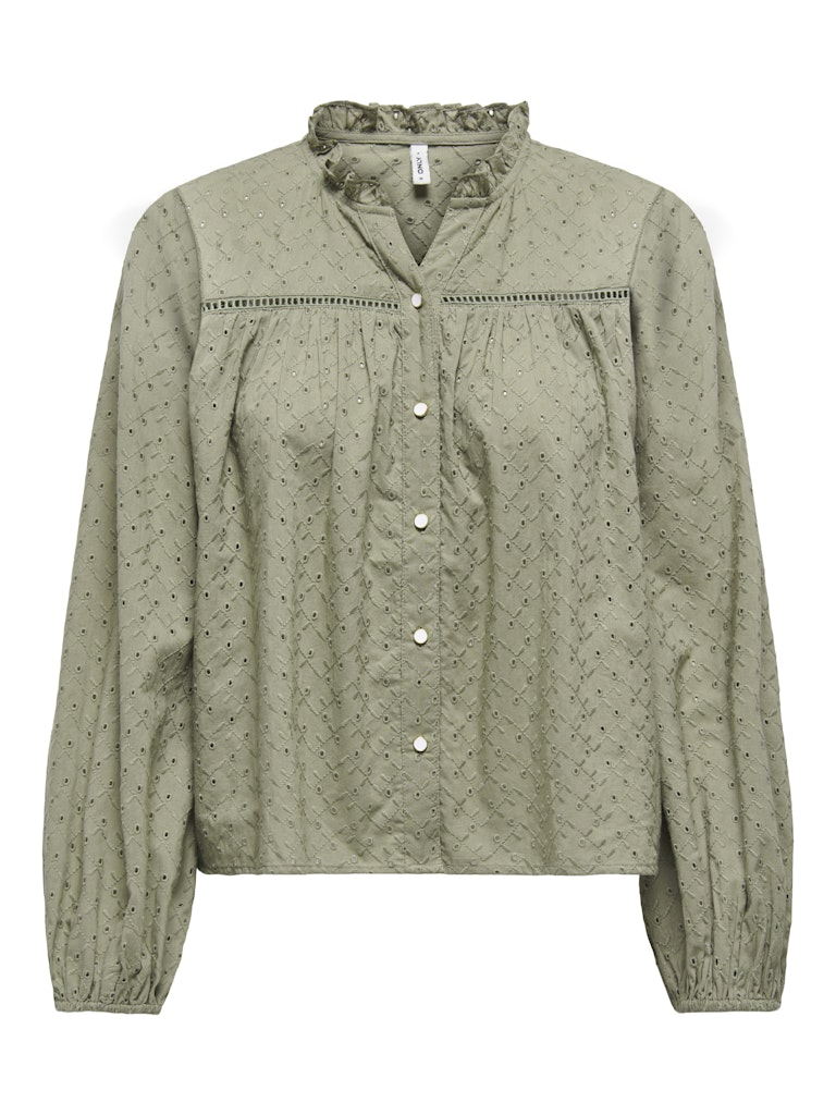 Onlnoelys L/s Embroided Shirt Wvn Cs - Olijf