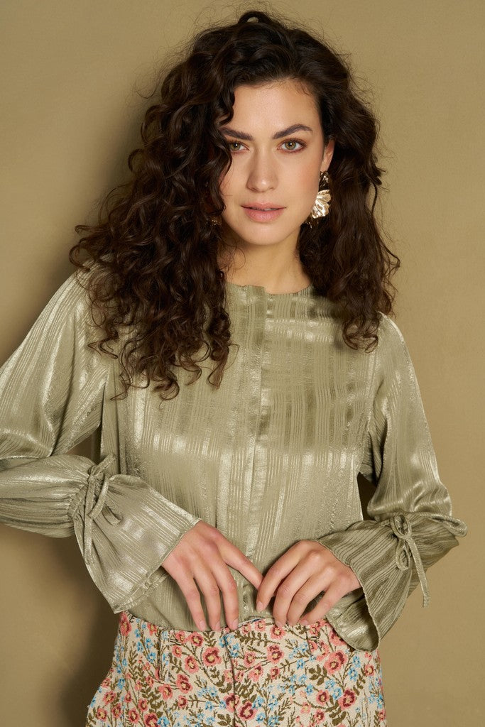 Blouse Hella - Satin Relaxed - Oud Groen