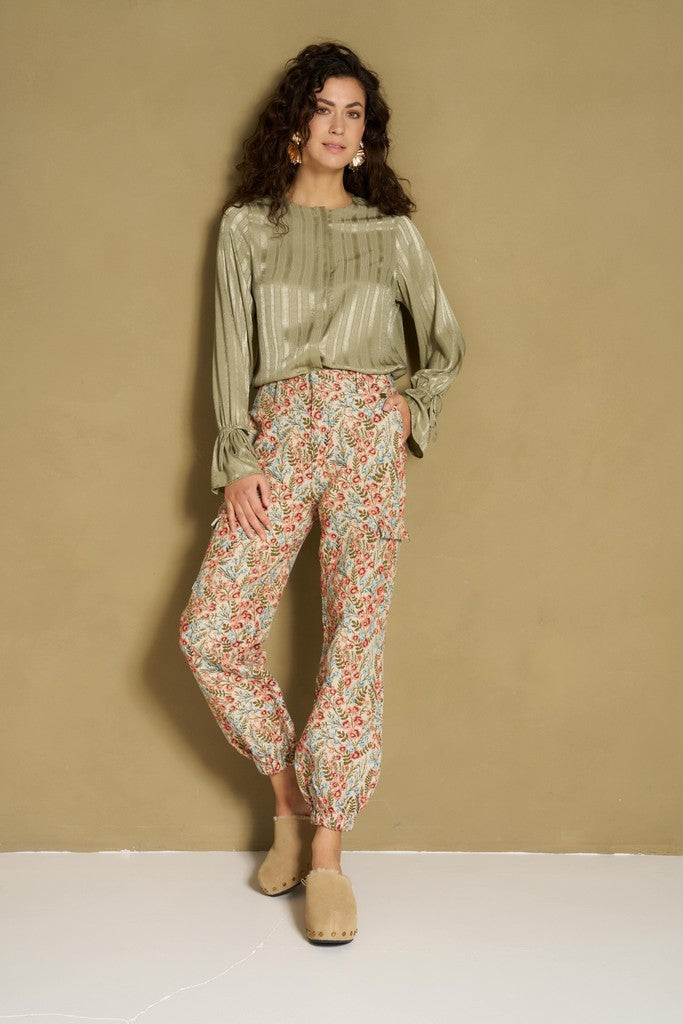 Blouse Hella - Satin Relaxed - Oud Groen