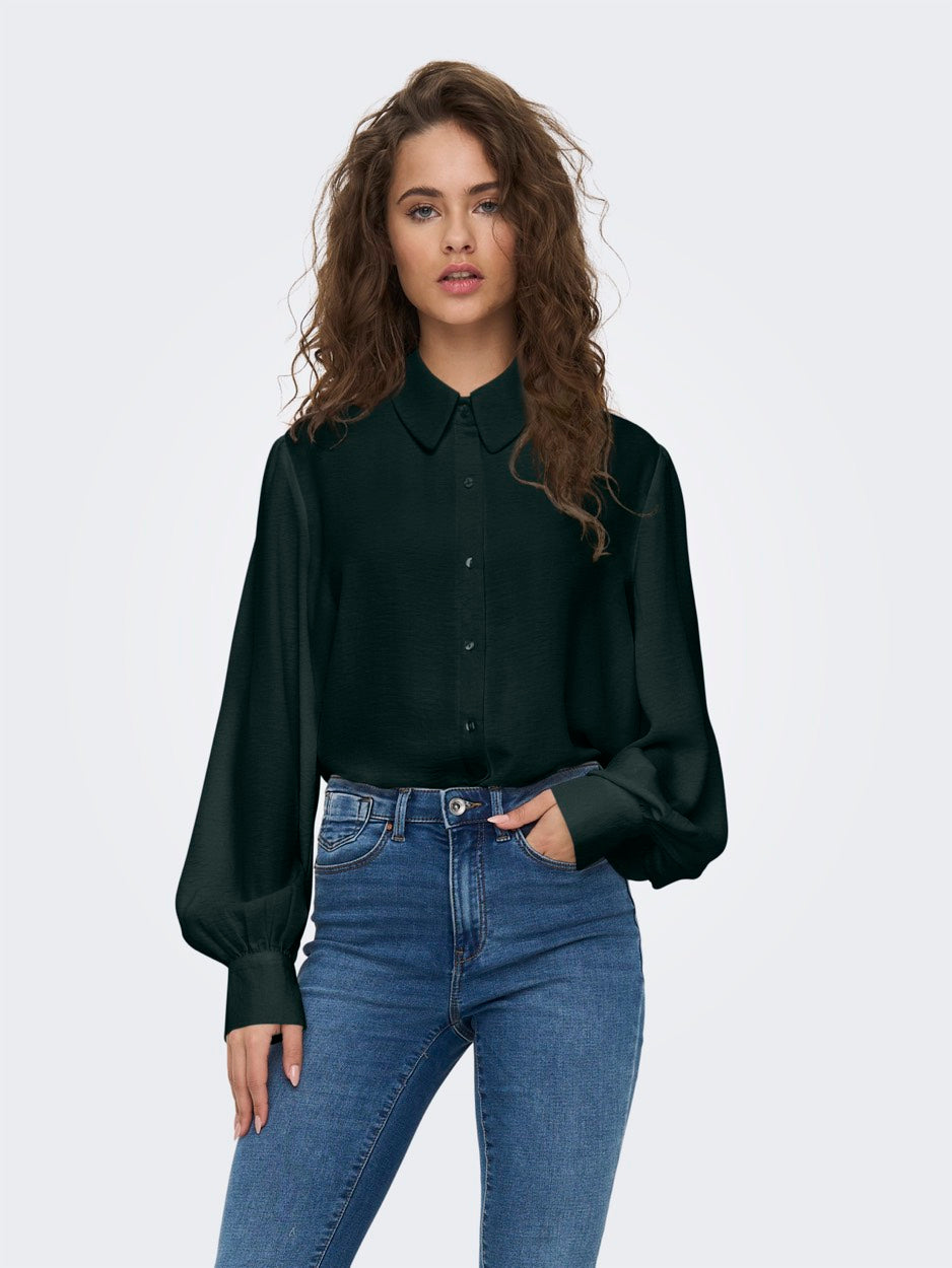 Jdydivya L/s Shirt Wvn Dia - Donkergroen