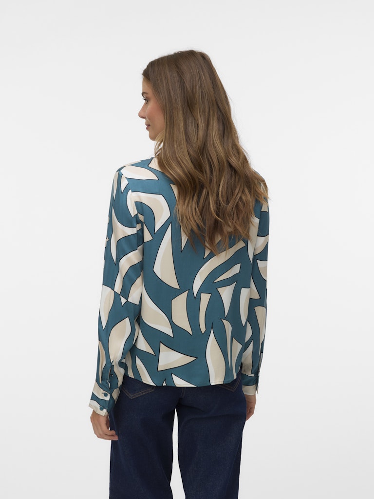 Vmcindy Regina Ls Shirt Wvn Ga - Groen Dessin