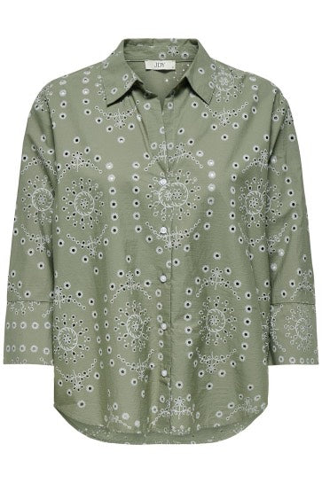 Jdyemma 3/4 Embroidery Shirt Wvn Ex - Groen Dessin