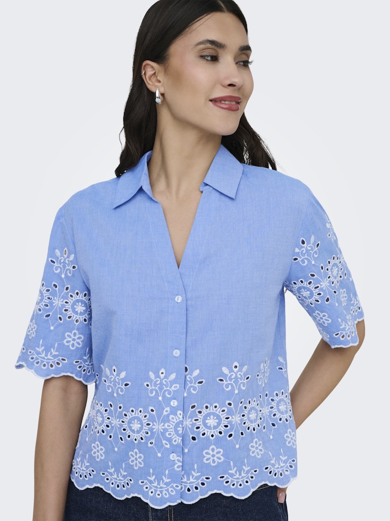 Jdymarina 2/4 Embroidery Shirt Wvn - Lichtblauw