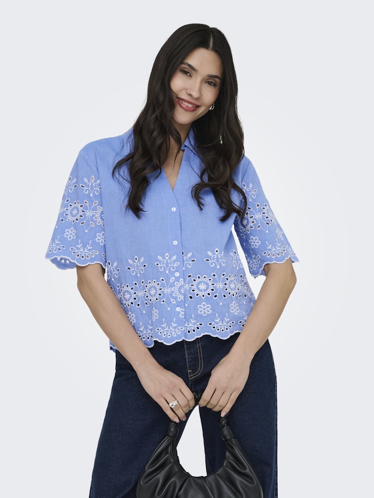 Jdymarina 2/4 Embroidery Shirt Wvn - Lichtblauw