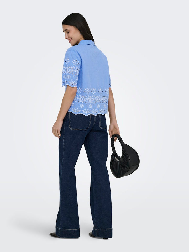 Jdymarina 2/4 Embroidery Shirt Wvn - Lichtblauw