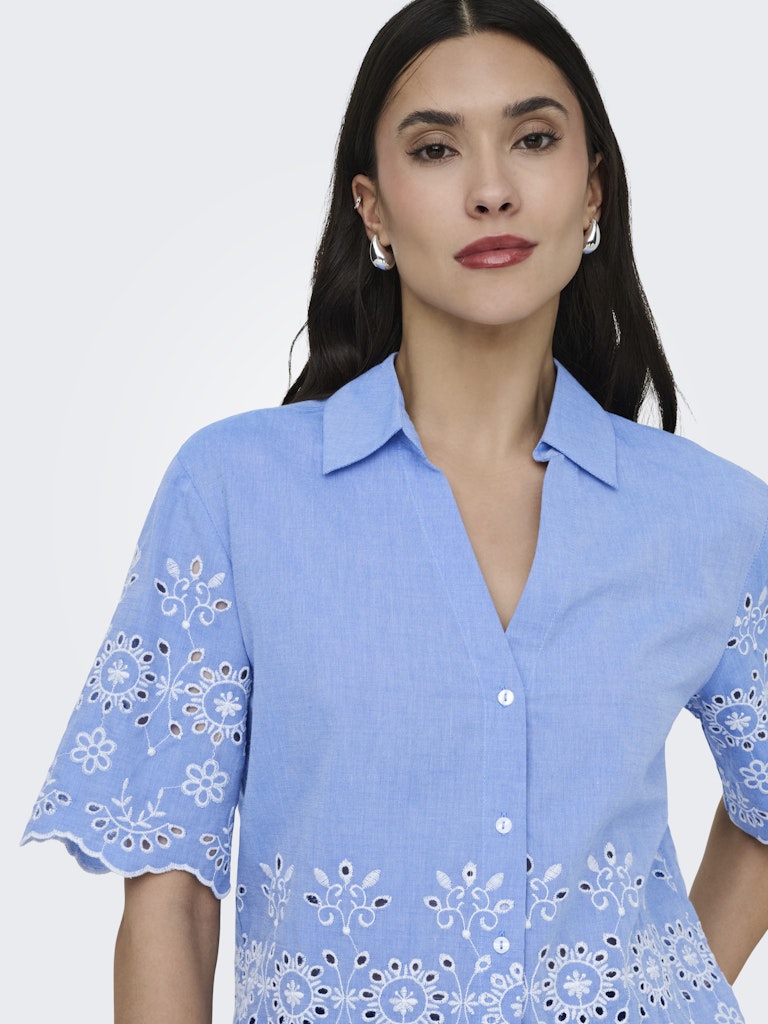 Jdymarina 2/4 Embroidery Shirt Wvn - Lichtblauw