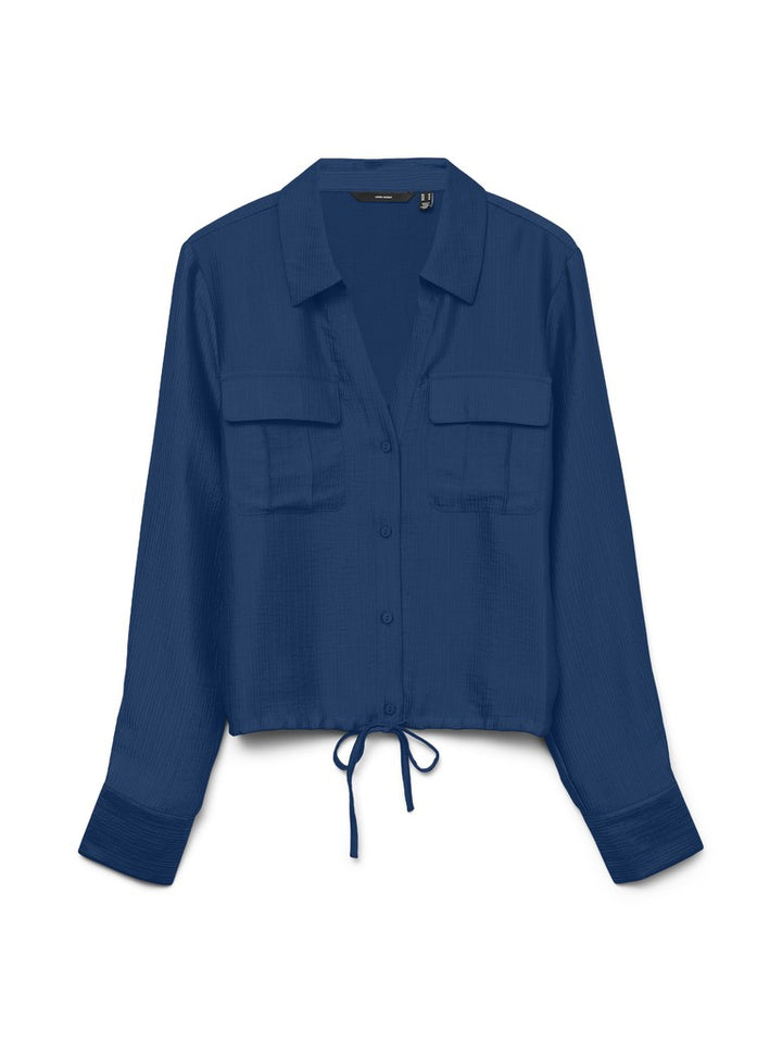 Vmtoma Ls Tie Shirt Wvn Lcs - Kobalt