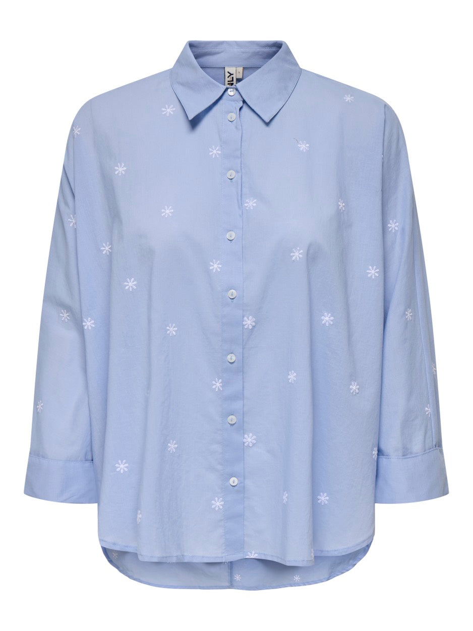 Onlnew Lina Grace Ls Emb Shirt Noos - Blauw Dessin