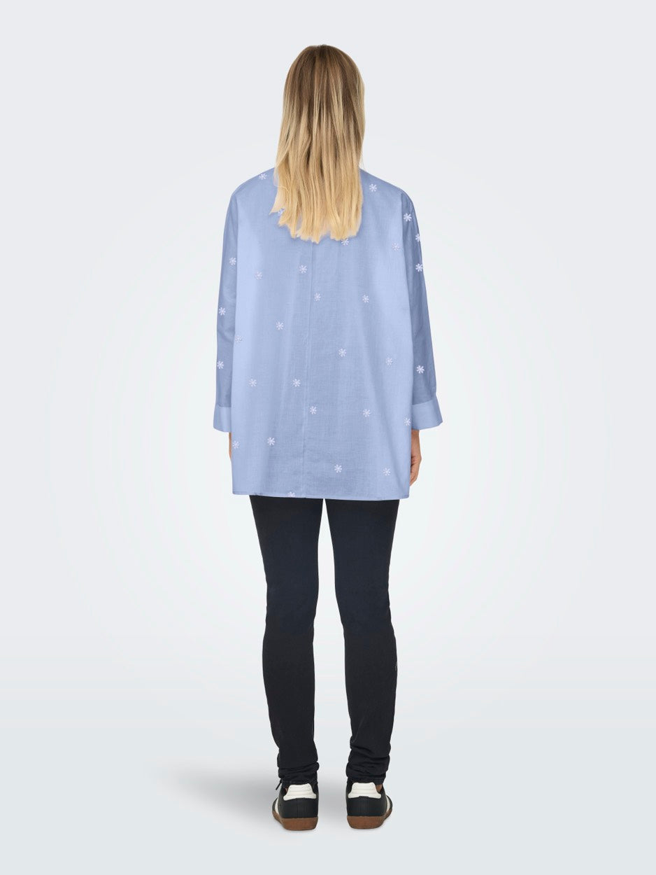 Onlnew Lina Grace Ls Emb Shirt Noos - Blauw Dessin