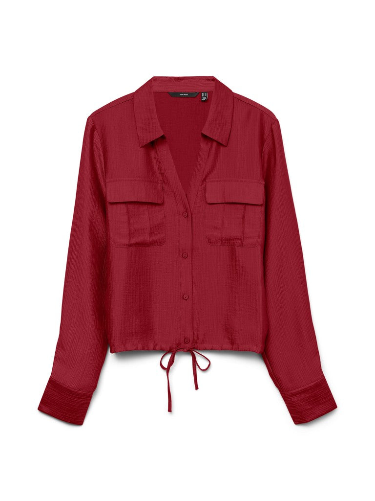 Vmtoma Ls Tie Shirt Wvn Lcs - Bordeaux