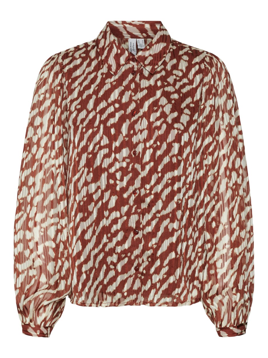 Vmrie L/s Shirt Wvn Btq Ga - Rood Dessin