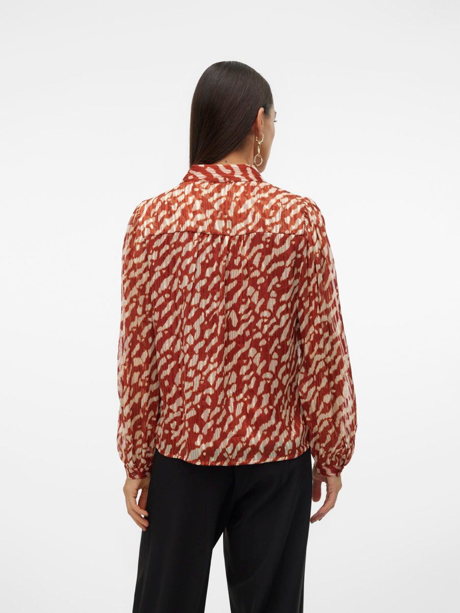 Vmrie L/s Shirt Wvn Btq Ga - Rood Dessin