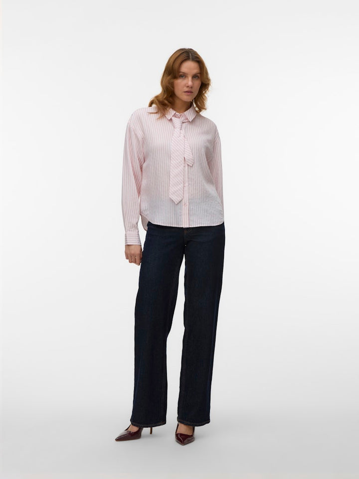 Vmjuliana Ls Tie Detail Shirt Exp - Roze Dessin