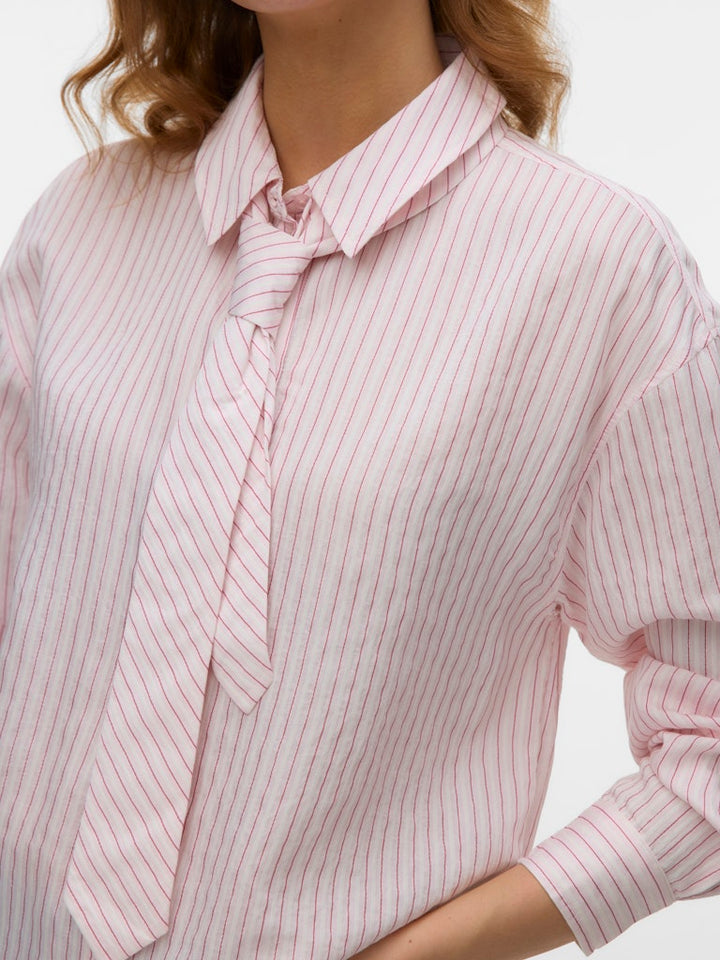 Vmjuliana Ls Tie Detail Shirt Exp - Roze Dessin