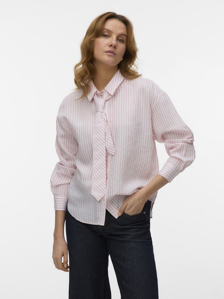 Vmjuliana Ls Tie Detail Shirt Exp - Roze Dessin