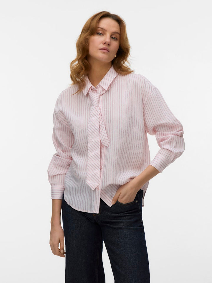 Vmjuliana Ls Tie Detail Shirt Exp - Roze Dessin