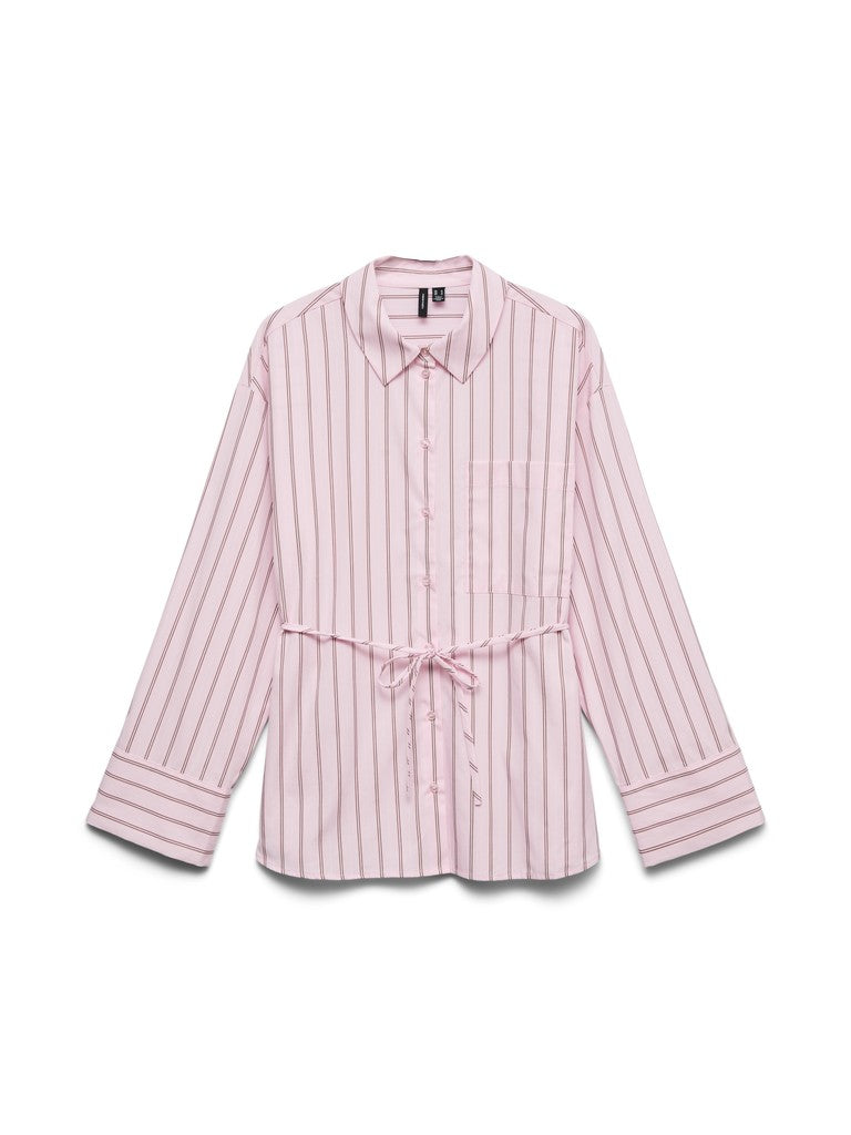 Vmgina Belt Ls Shirt Wvn - Roze Dessin