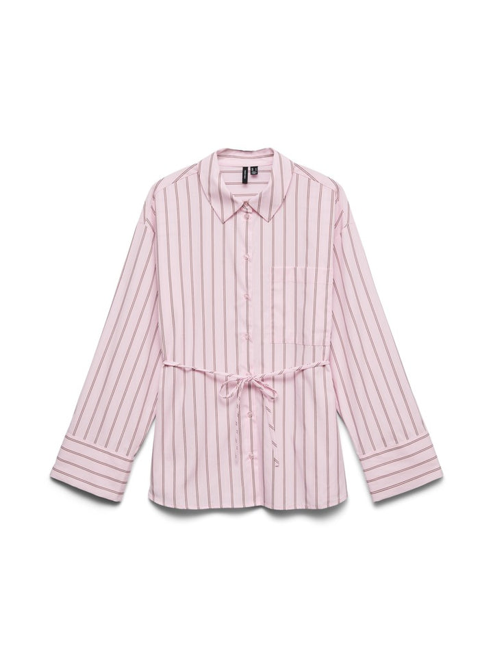 Vmgina Belt Ls Shirt Wvn - Roze Dessin