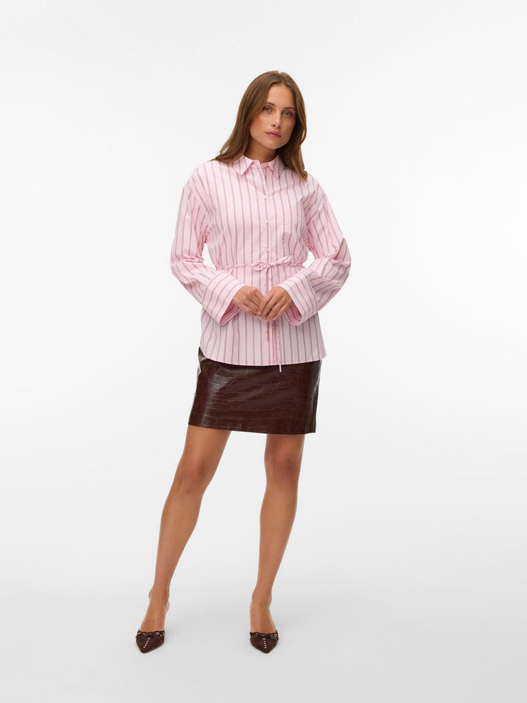 Vmgina Belt Ls Shirt Wvn - Roze Dessin
