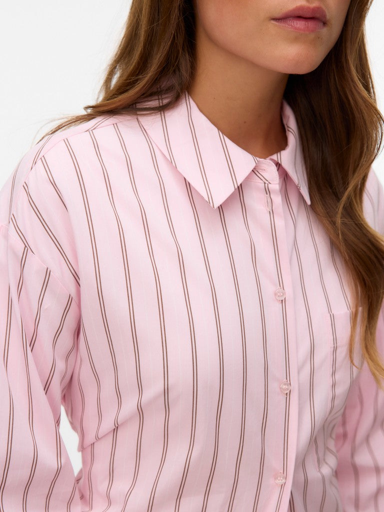 Vmgina Belt Ls Shirt Wvn - Roze Dessin