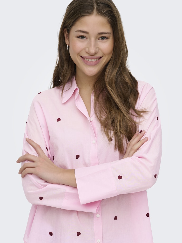 Onlnewlina Grace Ls Emb Shirt Noos - Roze Dessin