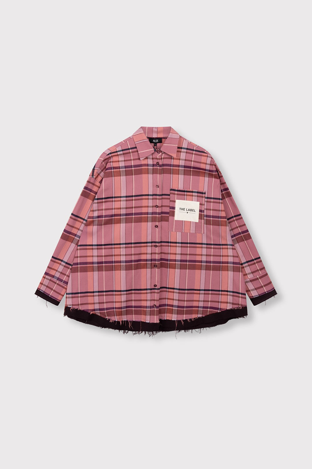 Woven Check Blouse - Roze Dessin