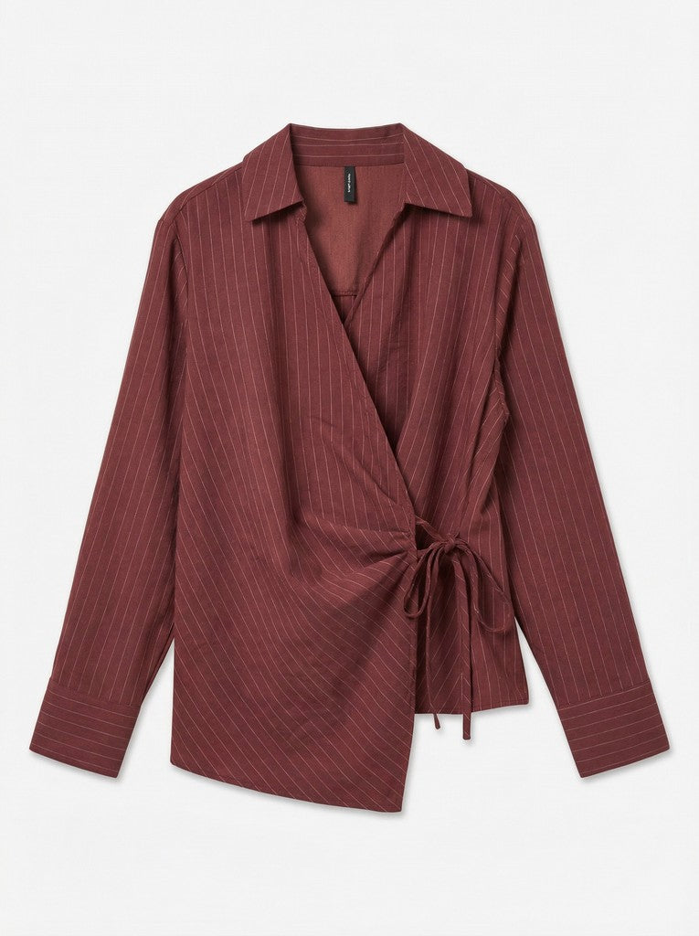 Vmrowan Ls Wrap Shirt Wvn - Brique