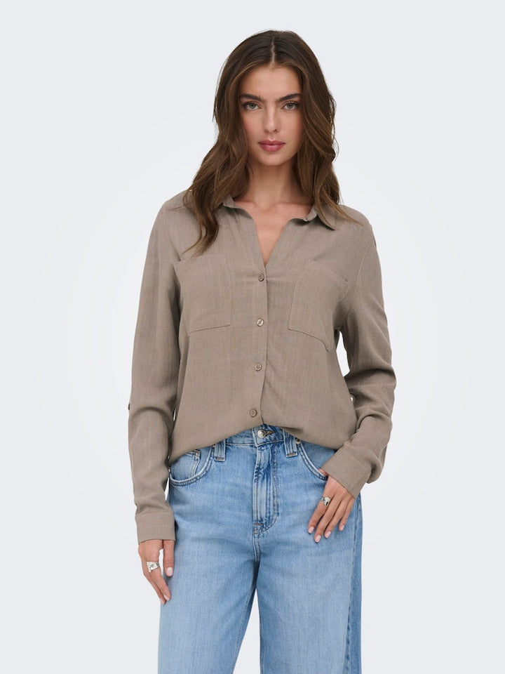 Onlyasmin-siesta Ls Li Bl Shirt Pnt Noos - Taupe