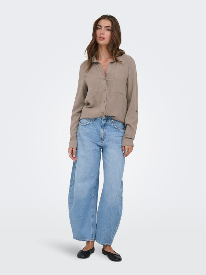 Onlyasmin-siesta Ls Li Bl Shirt Pnt Noos - Taupe