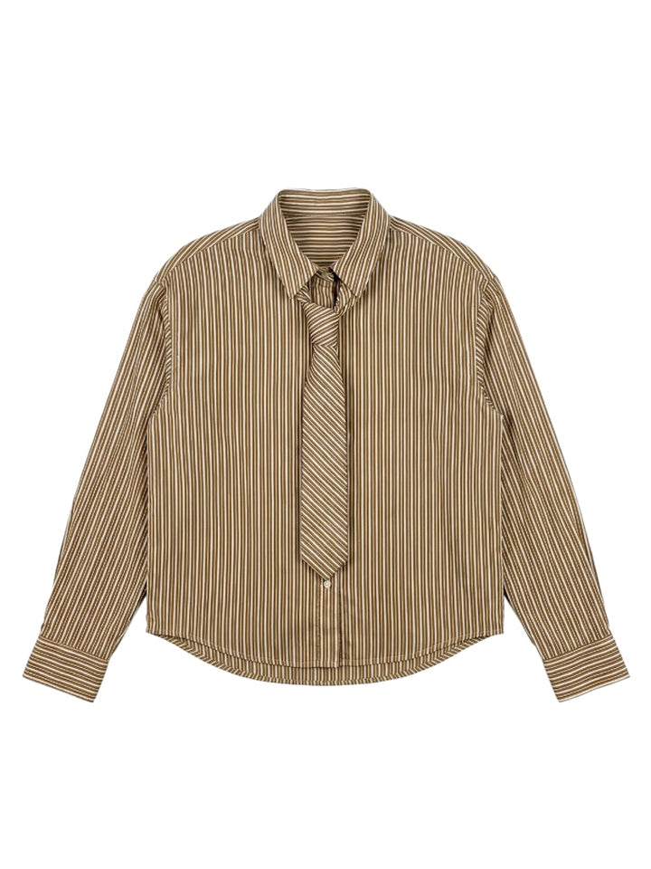 Vmjuliana Ls Tie Detail Shirt Exp - Bruin Dessin