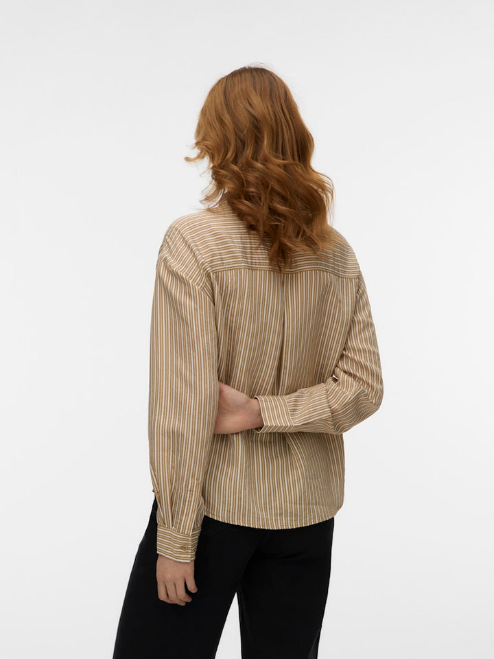 Vmjuliana Ls Tie Detail Shirt Exp - Bruin Dessin