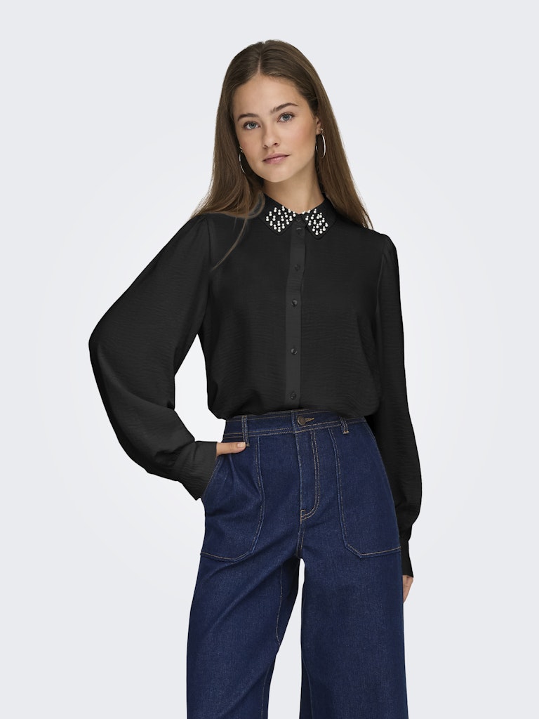 Jdyrachel Life L/s Beaded Shirt Wvn - Zwart