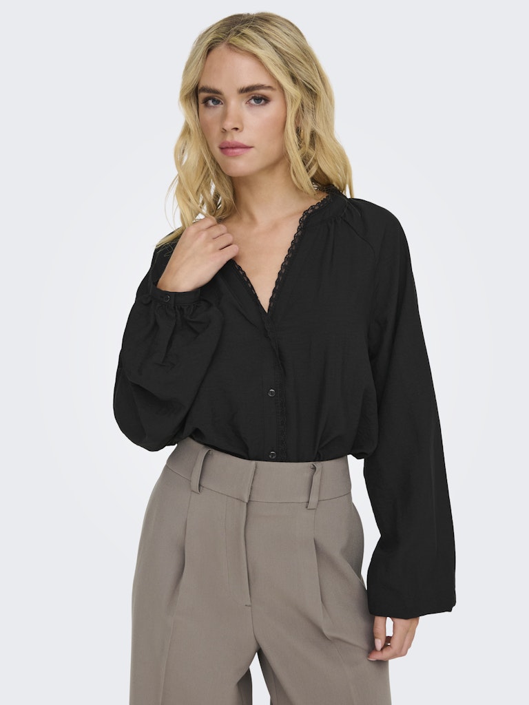 Jdyloli L/s Lace Shirt Wvn Dia - Zwart
