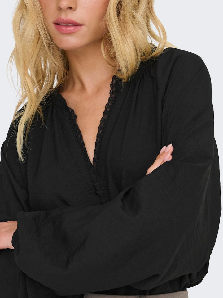 Jdyloli L/s Lace Shirt Wvn Dia - Zwart